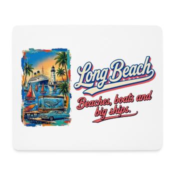 Long Beach Retro Vintage Ship Lighthouse Design - Mousepad (Querformat) - Weiß - Vorne