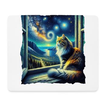 Norwegische Waldkatze Starry Night - Mousepad (Querformat) - Weiß - Vorne