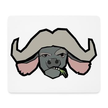 Zynischer Büffel – nur Kopf - Mousepad (Querformat) - Weiß - Vorne