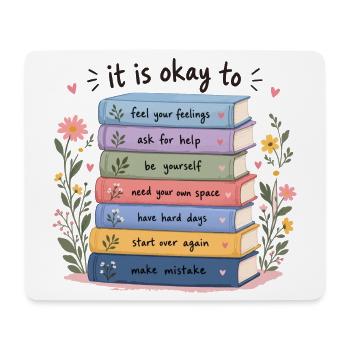 Buchstapel der Selbsthilfe - Mousepad (Querformat) - Weiß - Vorne