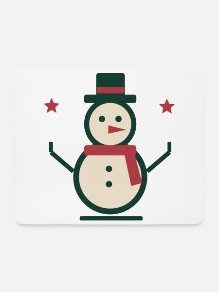 Schneemann mit Schal und Zylinder – Winter - Mousepad (Querformat) - Weiß