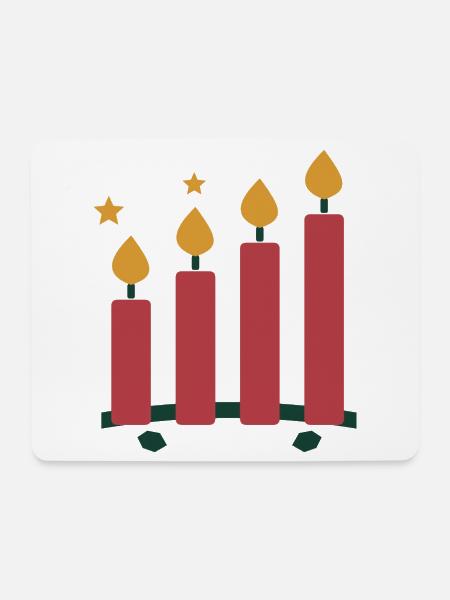 Vier Adventskerzen – ruhiges Weihnachtsmotiv - Mousepad (Querformat) - Weiß