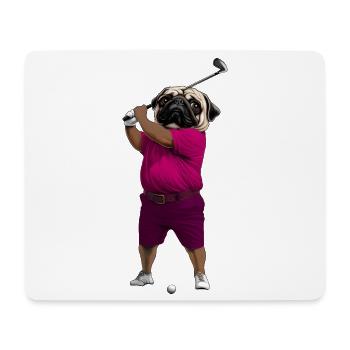 Hund Mops Golf - Mousepad (Querformat) - Weiß - Vorne