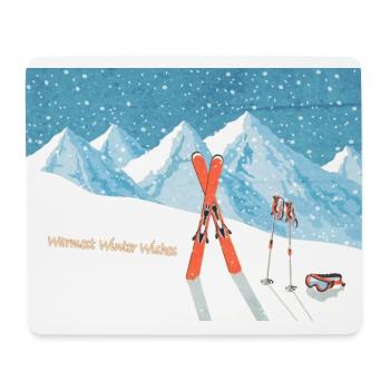 Ski Berge Winterlandschaft - Herzliche Wintergrüße - Mousepad (Querformat) - Weiß - Vorne