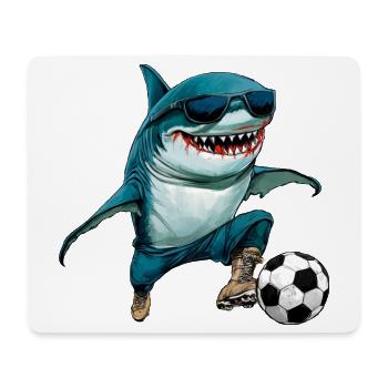 Fussball Hai Fisch - Mousepad (Querformat) - Weiß - Vorne
