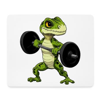 Eidechsen Fitness / Trainer Eidechse - Mousepad (Querformat) - Weiß - Vorne