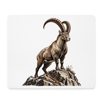 Alpensteinbock – König der Felsen - Mousepad (Querformat) - Weiß - Vorne