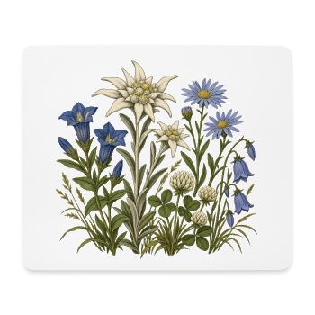 Alpenblumen – Botanische Vintage-Illustration - Mousepad (Querformat) - Weiß - Vorne