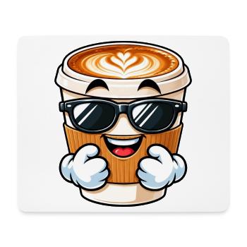 Cooler Cartoon Kaffee Cappuccino - Mousepad (Querformat) - Weiß - Vorne