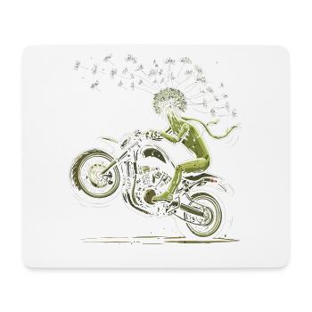Löwenzahn-Biker Vintage-Motorrad und Samen im Wind - Mousepad (Querformat) - Weiß - Vorne