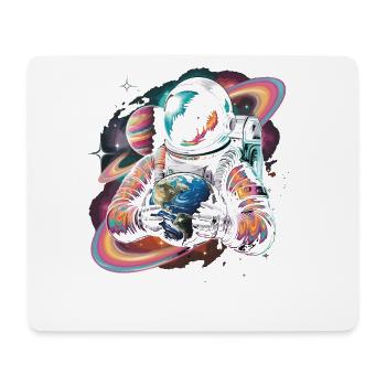Farbenfroher Astronaut, der Erde und Planeten hält - Mousepad (Querformat) - Weiß - Vorne