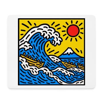 Bright Wave Sunrise mit Fuji Peak - Mousepad (Querformat) - Weiß - Vorne