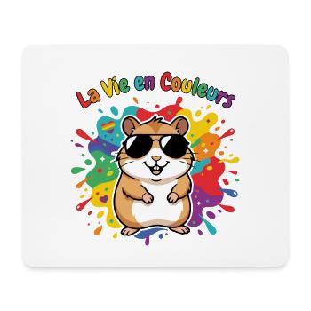 Leben in Regenbogenhamsterfarben - Mousepad (Querformat) - Weiß - Vorne