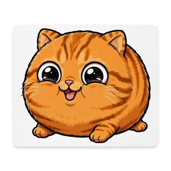 Super süße runde orangefarbene Katze - Mousepad (Querformat) - Weiß - Vorne