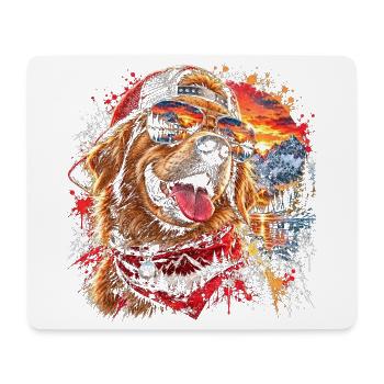 Cooler Golden Retriever mit Sonnenbrille - Mousepad (Querformat) - Weiß - Vorne