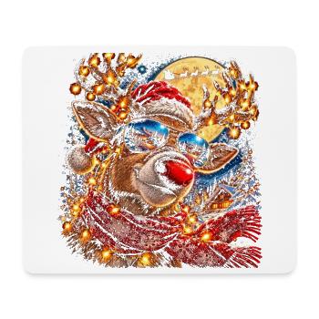 Cooles Rentier mit Sonnenbrille Weihnachten - Mousepad (Querformat) - Weiß - Vorne