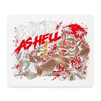 Wild As Hell Wildschwein mit Bier - Mousepad (Querformat) - Weiß - Vorne