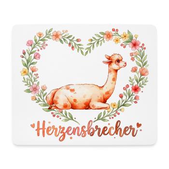 Alpaka Herzensbrecher Baby & Valentin Geschenk - Mousepad (Querformat) - Weiß - Vorne