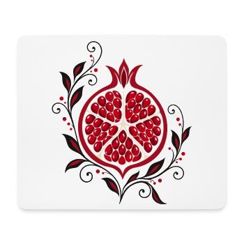 Granatapfel mit Blumen - Botanische Kunst - Mousepad (Querformat) - Weiß - Vorne