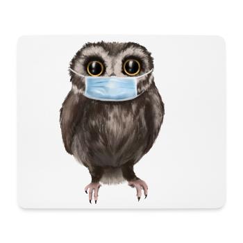 Eule mit Maske - Süße Eule mit Mundschutz - Mousepad (Querformat) - Weiß - Vorne