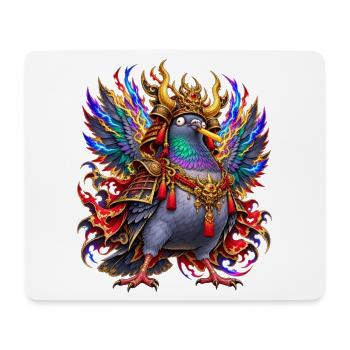 Verrückte Samurai-Taube mit Pommes - Mousepad (Querformat) - Weiß - Vorne