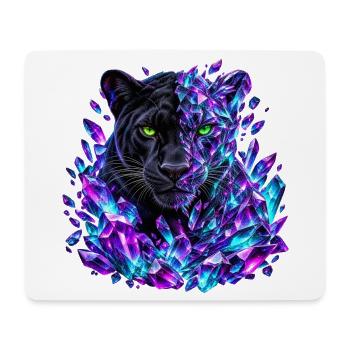 Schwarzer Panther mit grünen Augen und violetten Kristallen - Mousepad (Querformat) - Weiß - Vorne