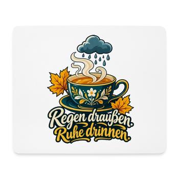 Tee Shirt für Regentage mit Spruch Regen draußen  - Mousepad (Querformat) - Weiß - Vorne