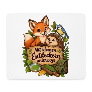 Erzieher Shirt mit Waldtieren & kleine Entdecker - Mousepad (Querformat) - Weiß - Vorne