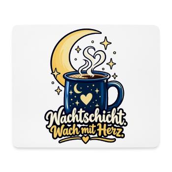 Nachtschicht Shirt mit Mond - Spruch Nachtschicht - Mousepad (Querformat) - Weiß - Vorne