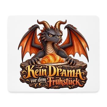 Kein Drama vor dem Frühstück – Morgenmuffel - Mousepad (Querformat) - Weiß - Vorne