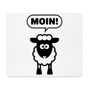 Moin! (Schaf / White / Lamm / Plattdeutsch / POS) - Mousepad (Querformat) - Weiß - Vorne