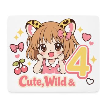 Cute Wild & 4 Leopard Girl Theme - Mousepad (Querformat) - Weiß - Vorne