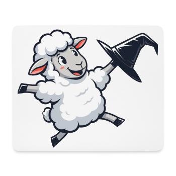 Fliegendes Schäfchen mit Hexenhut - Mousepad (Querformat) - Weiß - Vorne