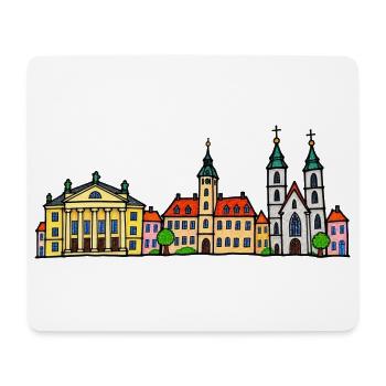 Weimar Skyline im bunten Wachsmalstil - Mousepad (Querformat) - Weiß - Vorne