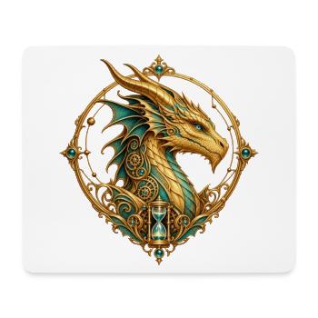 Zeitdrache – Steampunk-Wappen mit Sanduhr - Mousepad (Querformat) - Weiß - Vorne