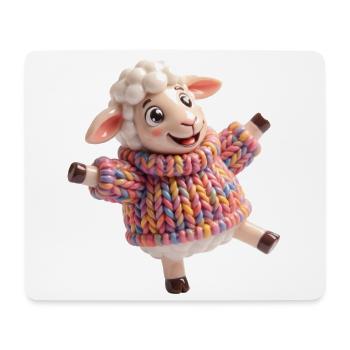 Lämmchen im bunten Strickpullover - Mousepad (Querformat) - Weiß - Vorne