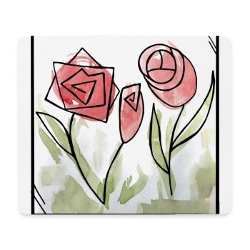 Geometrisches Rosen-Aquarell - Mousepad (Querformat) - Weiß - Vorne
