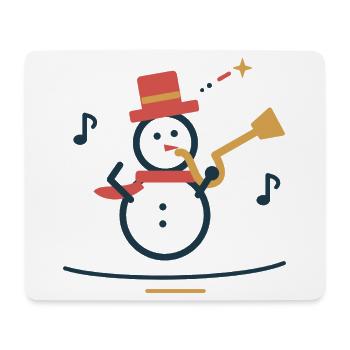 Schneemann spielt Winterjazz – Weihnachten - Mousepad (Querformat) - Weiß - Vorne