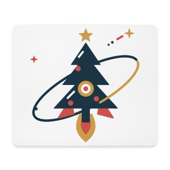 Tannenbaum auf Sternenreise – Weihnachtsrakete - Mousepad (Querformat) - Weiß - Vorne