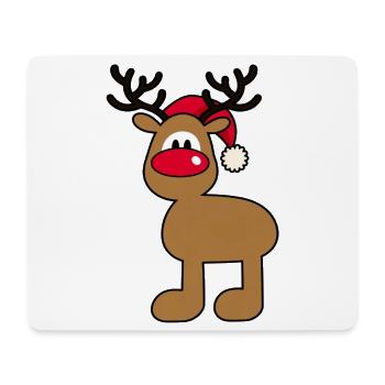 Süßer Weihnachtselch – Rentier mit roter Nase - Mousepad (Querformat) - Weiß - Vorne