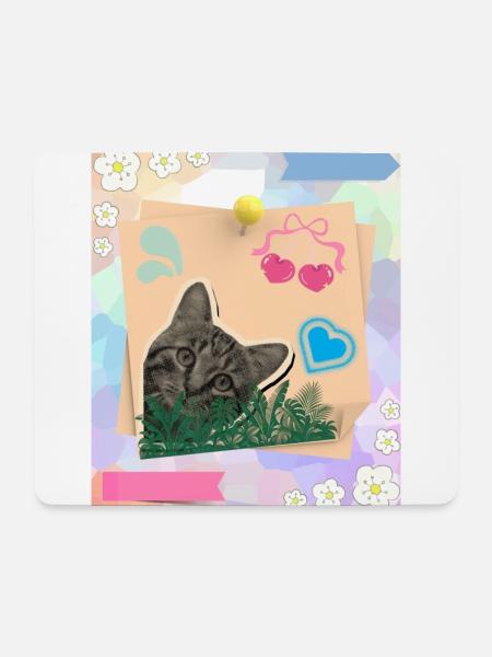 Cat_and_notes_-4500_x_5400_px- - Mousepad (Querformat) - Weiß