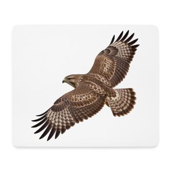 Mäusebussard im Flug – naturgetreues Vogelmotiv - Mousepad (Querformat) - Weiß - Vorne