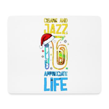 Cigars And Jazz Appreciate Life Saxophon Xmas - Mousepad (Querformat) - Weiß - Vorne