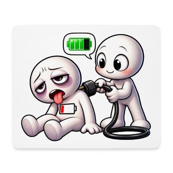 Soziale Batterie leer – Bitte aufladen! - Mousepad (Querformat) - Weiß - Vorne