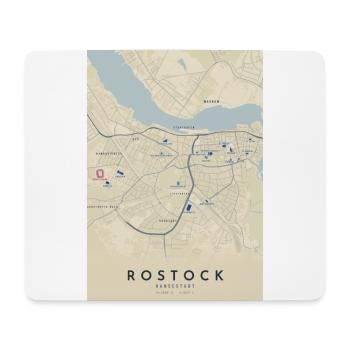 Rostock Germany City Map with Landmarks | Vintage - Mousepad (Querformat) - Weiß - Vorne