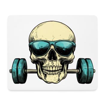 Totenkopf Sonnenbrille Hantel - Mousepad (Querformat) - Weiß - Vorne