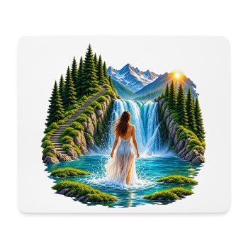 Magischer Wasserfall - Mousepad (Querformat) - Weiß - Vorne