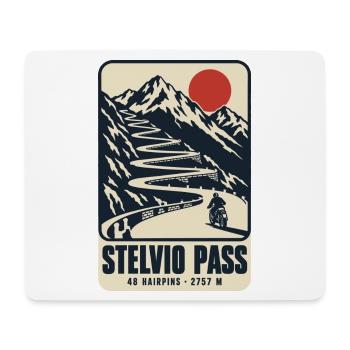 Stelvio Pass 48 Haarnadeln Vintage-Motorradplakat - Mousepad (Querformat) - Weiß - Vorne