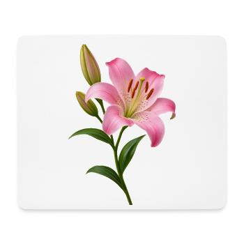 Rosa Lilienblüten-Grafik - Mousepad (Querformat) - Weiß - Vorne