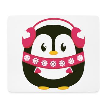 Süßer Pinguin in Pink mit Winterlook  - Mousepad (Querformat) - Weiß - Vorne